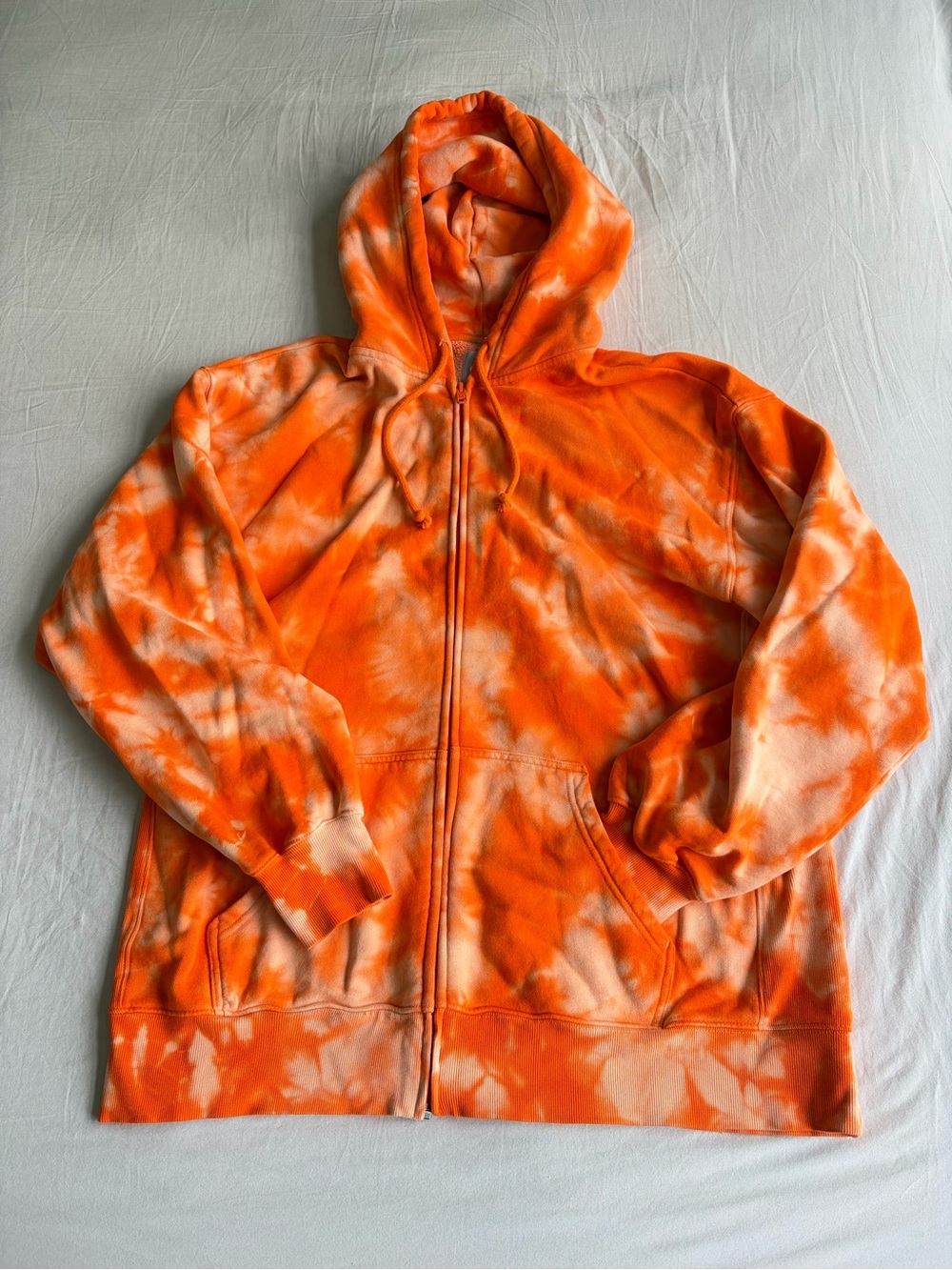 TNA Orange & White Tie-Dye Zip Hoodie